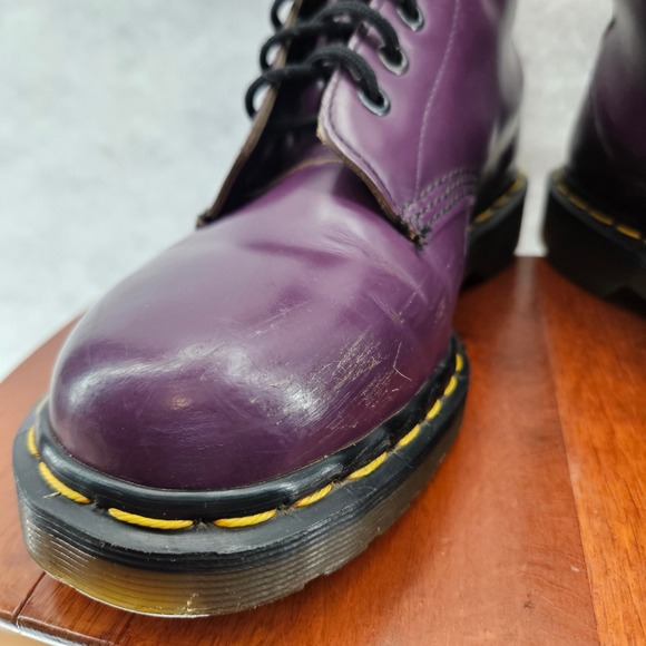 Dr. Martens 1460 Purple Leather Ankle Boots Women's Combat Lace Up Boots Vintage - Picture 2 of 10